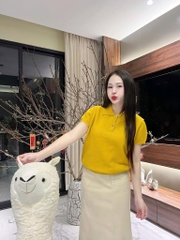 ÁO LEN POLO VÀNG CỘC TAY NỮ