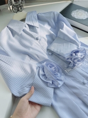 VÁY KẺ LI TRƯỚC HOA TAY CÚC BỌC NỮ SẴN