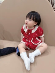 SET BỘ CỘC BÈO HOMEWEAR ĐỎ BÉ GÁI SẴN (SALE 49k)