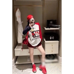 ÁO PHÔNG DÀI TAY PHỐI MICKEY ĐỎ NỮ THU ĐÔNG