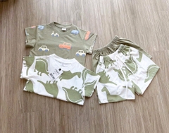 SÉT 2 BỘ COTTON CỘC KHỦNG LONG - GẤU TONE XANH BÉ TRAI( 70k)