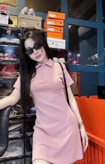 VÁY POLO UMI HỒNG PASTEL NỮ SẴN( xả 105k )