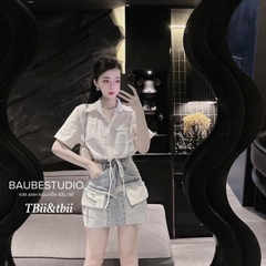 ÁO SƠ MI TRẮNG CROPTOP NỮ SẴN