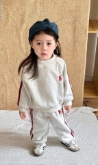 SET BỘ DÀI NỈ NGỰA XÁM KẺ ĐỎ MẸ VÀ BÉ