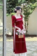 SET ÁO DÀI CÁCH TÂN THÊU NGỰC CỔ VUÔNG NỮ (SALE 150k))