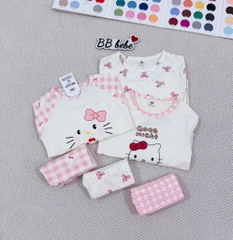 SET 3 BỘ DÀI MÈO PASTEL NƠ KẺ HỒNG BÉ GÁI SẴN
