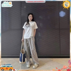 QUẦN SUÔNG KẺ CẠP CHUN NỮ