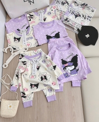 SET 2 BỘ DÀI TÍM CHẤM BI KURUMI BÉ GÁI