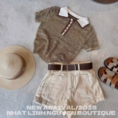 ÁO LEN LƯỚI NHŨ CỔ POLO NỮ