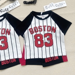 SET BỘ COTTON ĐEN PHỐI SỌC BOSTON 83 CHO BÉ TRAI