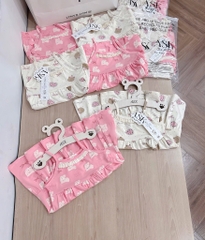 SET VÁY 2 DÂY VIỀN REN TONE BE HỒNG BÉ GÁI