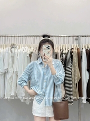 ÁO SƠ MI KẺ THÊU NGỰA DÀI TAY NỮ (SALE 69k)