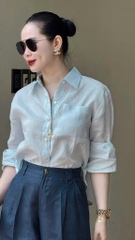 ÁO SƠ MI GU ĐÍNH NƠ SAU NỮ SẴN