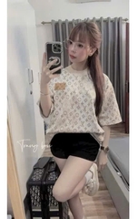 ÁO CỘC LV CỔ LEN FORM RỘNG NỮ