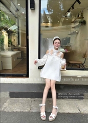 VÁY BÁNH BÈO PHỐI CỔ VIỀN REN NỮ SẴN