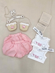 SET KITTY SÁT NÁCH TRẮNG QUẦN BÍ KÈM TÚI CHO BÉ GÁI SẴN