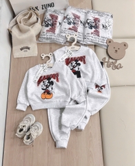 BỘ DÀI NỈ HAI DA MICKEY XÁM BÉ GÁI