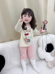 SET 3 BỘ DÀI MÈO PASTEL NƠ KẺ HỒNG BÉ GÁI SẴN