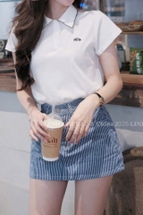 ÁO POLO CỔ VIỀN CÁCH ĐIỆU NỮ SẴN