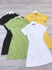 VÁY NỮ CỔ VEST NẮP TÚI LI GẤU
