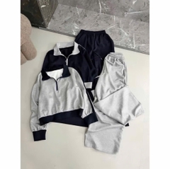 SET BỘ DÀI NỈ HAI DA XÁM VIỀN THAN NỮ THU ĐÔNG