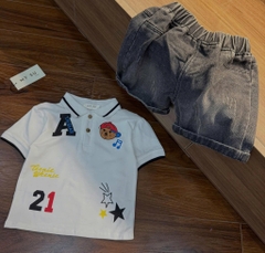 SÉT ÁO POLO GẤU WHO.AU QUẦN SHORT JEAN KHÓI BÉ TRAI NEW( xả 79k)