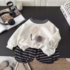 SET DÀI NỈ HAI DA QUẦN KẺ HÌNH VOI CAO CẤP BÉ TRAI SẴN