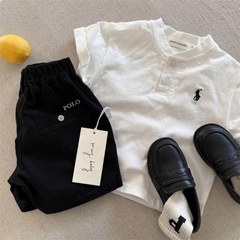 QUẦN KAKI SHORT CẠP CHUN MMY 4M THÊU POLO BÉ TRAIBÉ GÁI ( xả 29k)
