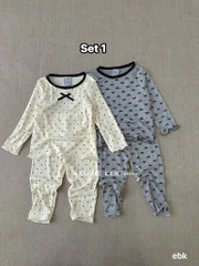 SET 2 BỘ DÀI XÁM KEM - NÂU BE BÉ GÁI