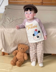 SET BỘ DÀI CUTE PANDA PHỐI QUẦN KẺ BÉ TRAI SẴN(XẢ 39k)