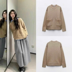 ÁO LEN NỮ ZR CỔ TRÒN TÚI 2 BÊN THU ĐÔNG SẴN (SALE 150k)