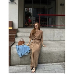 SET LEN NÂU VÁY SUÔNG BUỘC KHĂN NỮ THU ĐÔNG