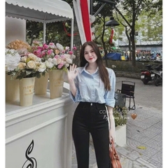 ÁO SƠ MI VẠT BẦU 2 TÚI NGỰC VNXK NỮ SẴN