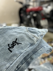 JEAN ỐNG SUÔNG THÊU YSL XANH(sale 85k)