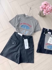 SET QUẦN JEANS NẮP TÚI ÁO KẺ NỮ SẴN