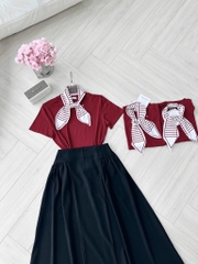 SET CHÂN VÁY MIX ÁO CT KÈM KHĂN LỤA NỮ