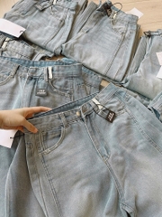 QUẦN JEANS NỮ RÁCH GẤU PHỐI ĐỈA ỐNG SUÔNG SẴN