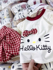 SÉT ÁO HELOO KITTY CHÂN VÁY KẺ BÉ GÁI SẴN (XẢ 65k)