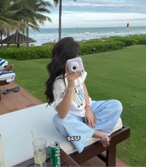 SET ÁO PHÔNG CÚN QUẦN KẺ SUÔNG CHO NỮ SALE 99k)