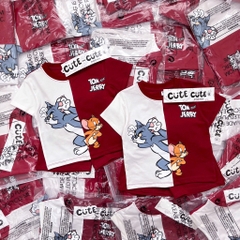 SÉT BỘ COTTON TOM & JERRY TONE TRẮNG ĐỎ CHO BÉ TRAI