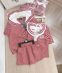 SET BỘ MẸ BÉ THUỶ THU CARO ĐỎ SẴN (XẢ 59k)