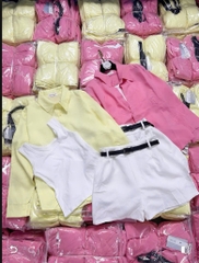 SET ÁO SƠ MI HỒNG MIX QUẦN VẢI TRẮNG NỮ