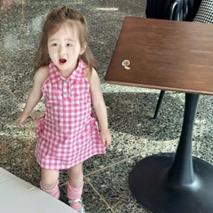 VÁY KẺ HỒNG CARO BÉ GÁI