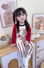 SET 2 BỘ DÀI QUẦN SỌC GẤU BEAR PUPPY BÉ GÁI SẴN