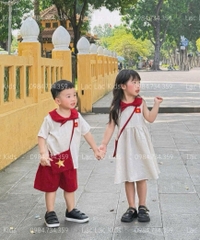 BỘ CONSET CỜ ĐỎ SAO VÀNG BÉ TRAI BÉ GÁI