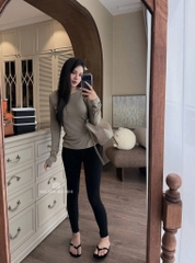 SET ÁO THUN ZIP 2 MÀU RÊU TRẮNG NỮ THU ĐÔNG