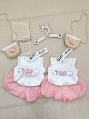 SET KITTY SÁT NÁCH TRẮNG QUẦN BÍ KÈM TÚI CHO BÉ GÁI SẴN