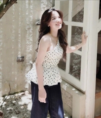 ÁO CHẤM BI LỆCH VAI CHO NỮ