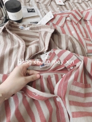 ÁO SƠ MI KẺ SỌC TÚI TRƯỚC NỮ