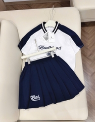 SET BAD ÁO PULL MIX CHÂN VÁY XANH THAN NỮ